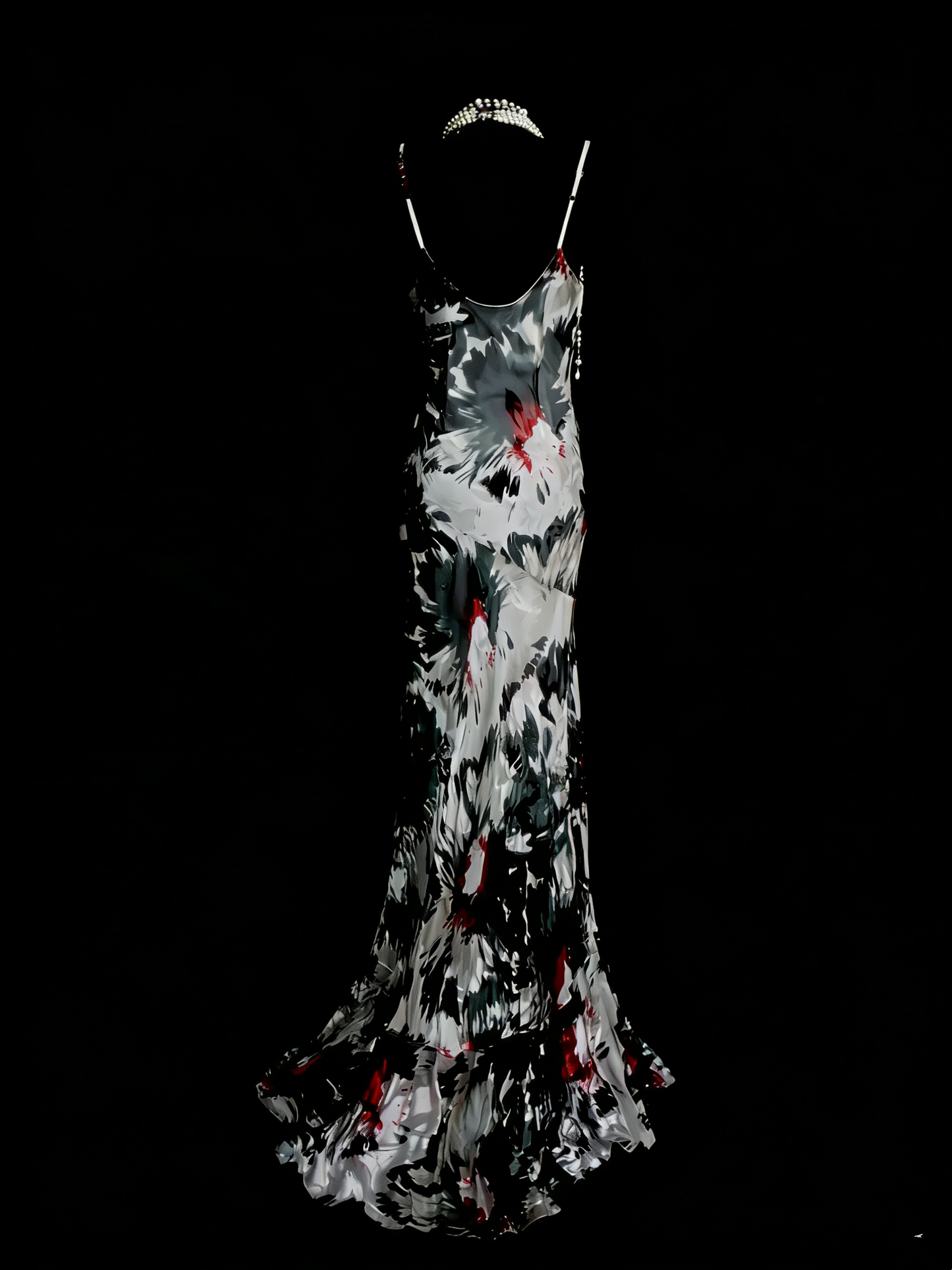 Vintage Ballkleider Ästhetik 1960er Retro Schwarz Blumen Meerjungfrau Langes Partykleid N2135