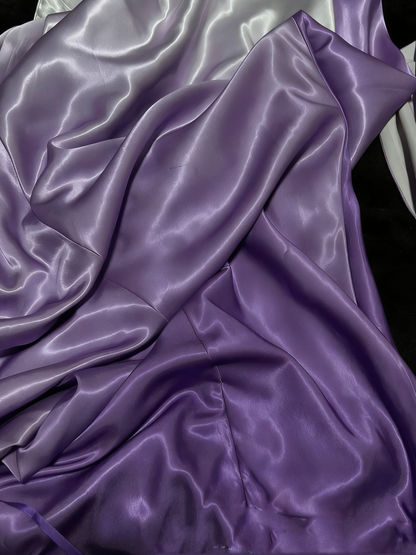 Robe de bal longue sirène à col en V, dégradé blanc raisin, fente, idéale pour les jeunes filles (N1186)