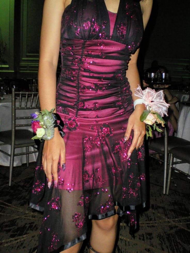 Sexy Pink Black Tulle Sequined Halter Neck Irregular 19Th Birthday Homecoming Dress Inspo Graduation Outfit RB6710