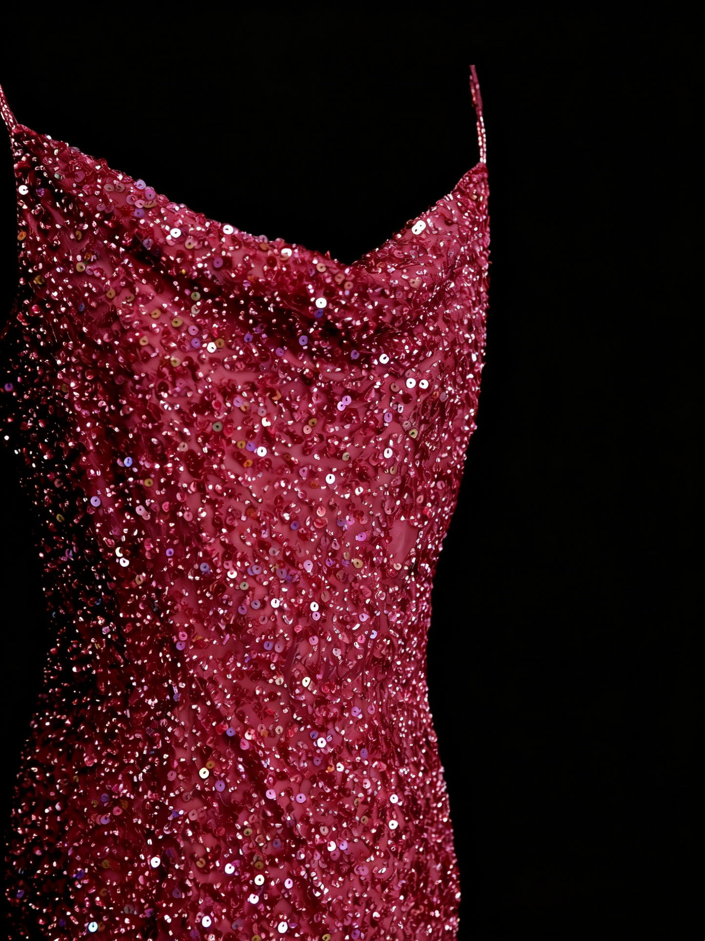 Robe de soirée vintage style sirène à fines bretelles, paillettes, années 80, 70, 90, idéale pour les bals de fin d'année ou les remises de diplômes (N1149)