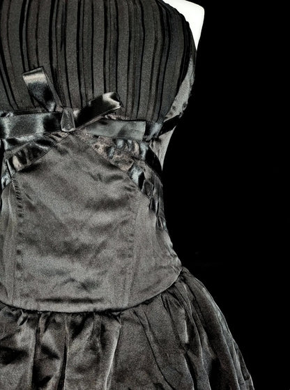 Robe de soirée bustier noire courte mini robe de bal en satin pour le retour au lycée N2159