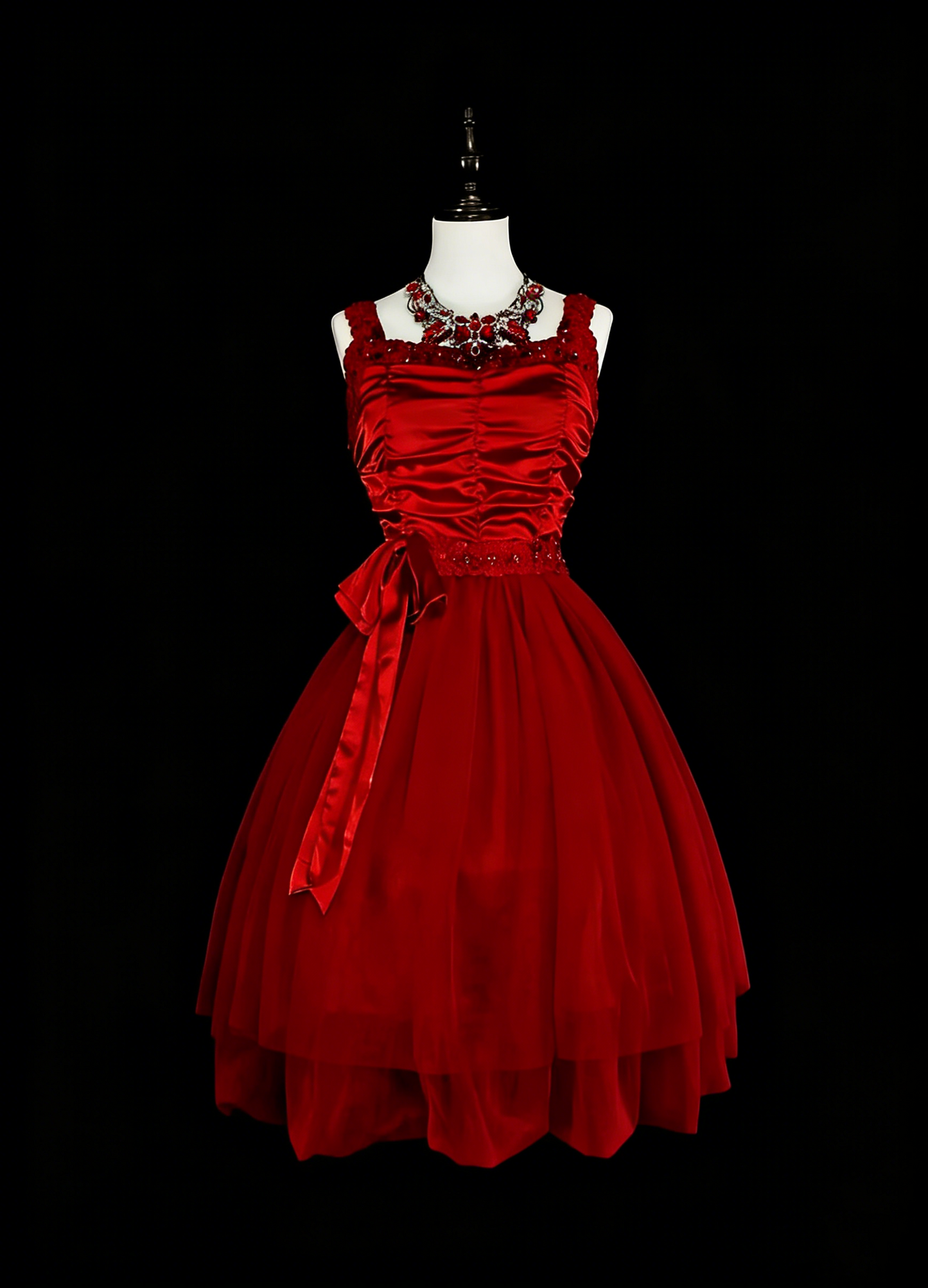 Einzigartiges Ballkleid mit Spaghettiträgern aus rotem Tüll, inspiriert von den Homecoming-Kleidern der 2000er Jahre, kurzes Homecoming-Kleid N1748