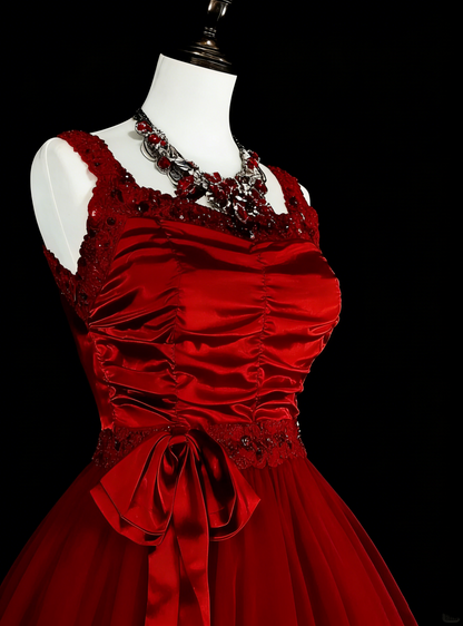 Einzigartiges Ballkleid mit Spaghettiträgern aus rotem Tüll, inspiriert von den Homecoming-Kleidern der 2000er Jahre, kurzes Homecoming-Kleid N1748