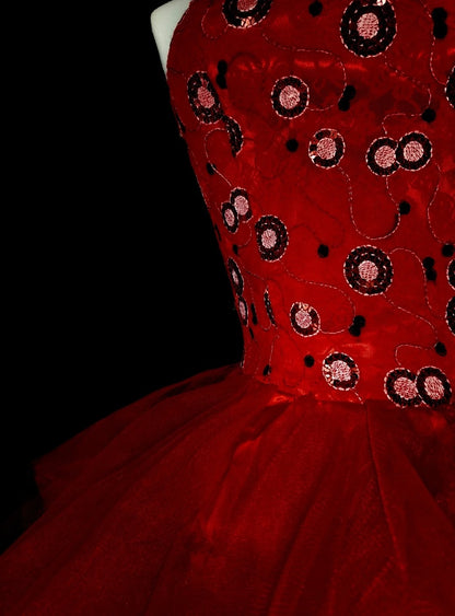 Unique Ball Gown Strapless Tulle Red Inspo 2000s Hoco Gowns Short Inspo Homecoming Dresses N1747