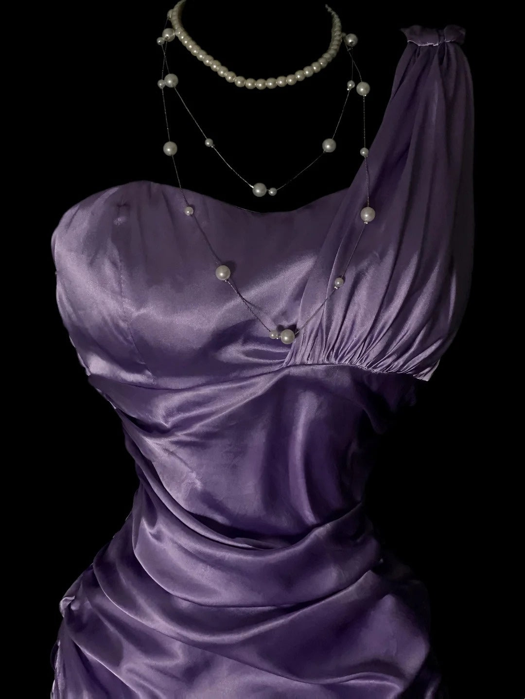 Vintage Prom Dresses 1950s Mermaid One Shoulder Purple Satin Floor Length Sleeveless Evening Formal Outfits RB4930