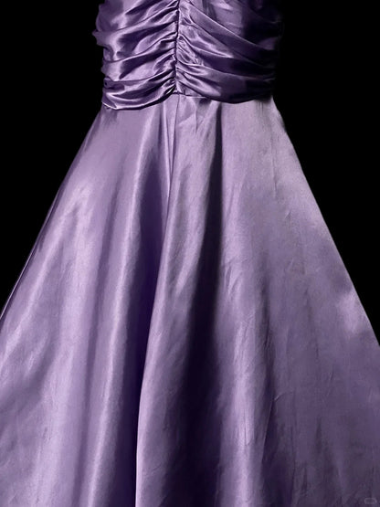 Vintage Prom Dresses 1950s Mermaid One Shoulder Purple Satin Floor Length Sleeveless Evening Formal Outfits RB4930