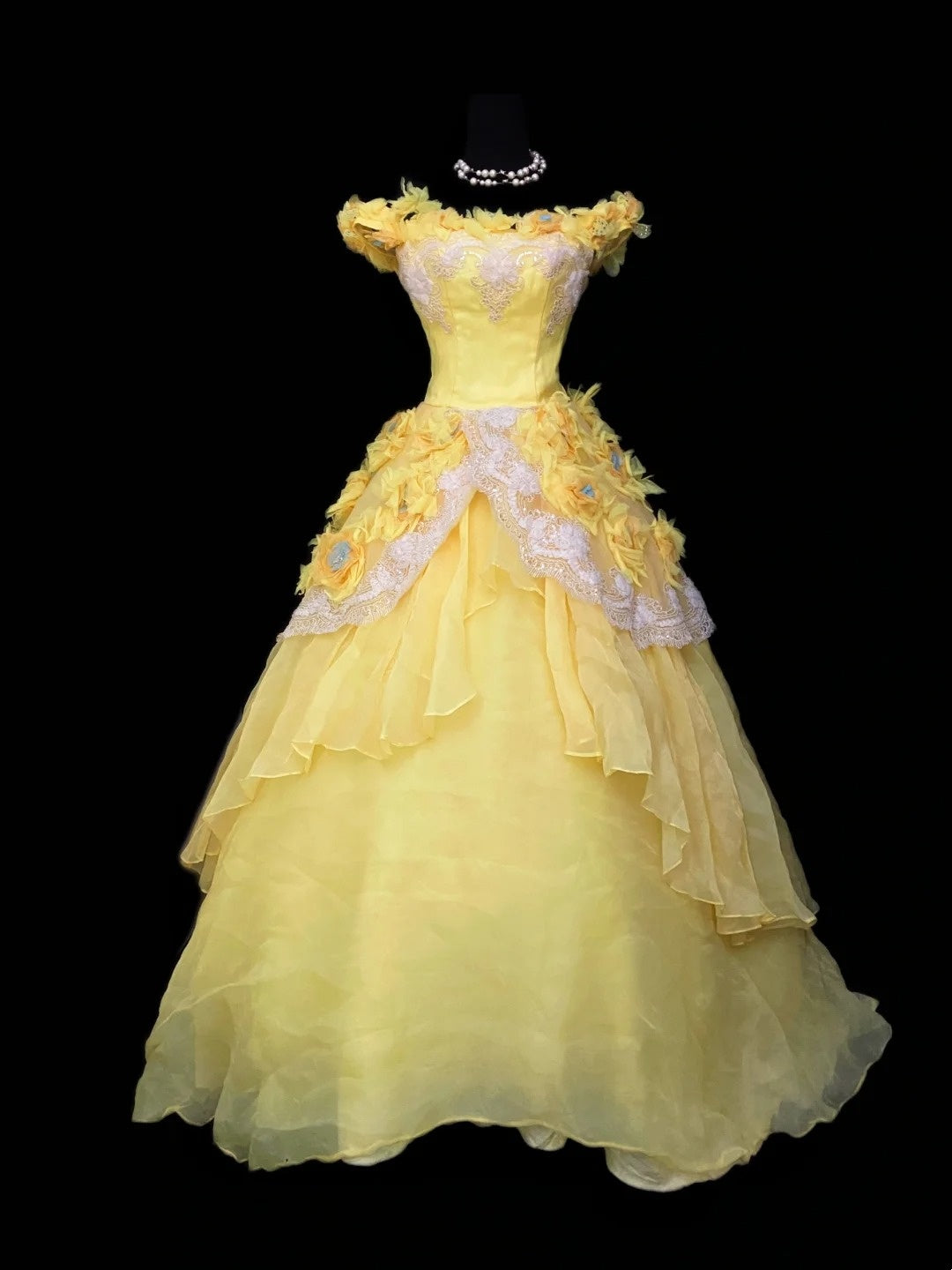 Princess Ball Gown Off The Shoulder Yellow Long Lace Sweet 16 Dresses Seventeen Quince Dress RB4020