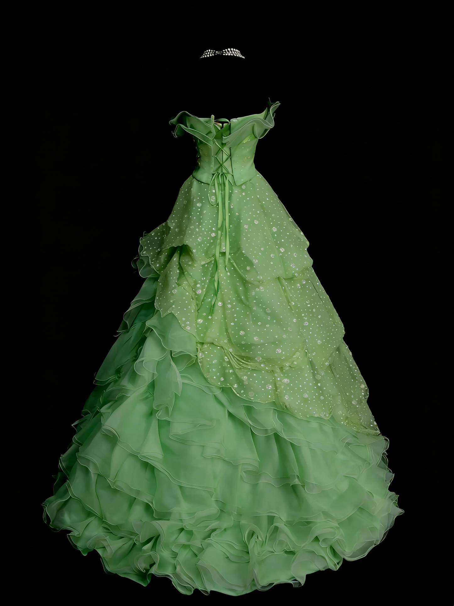 Elegantes Ballkleid mit Herzausschnitt aus grünem Organza im Stil der 80er Jahre – Inspiration für lange Abendkleider, Partykleider, Vintage-Kleid für den 16. Geburtstag (N1311)