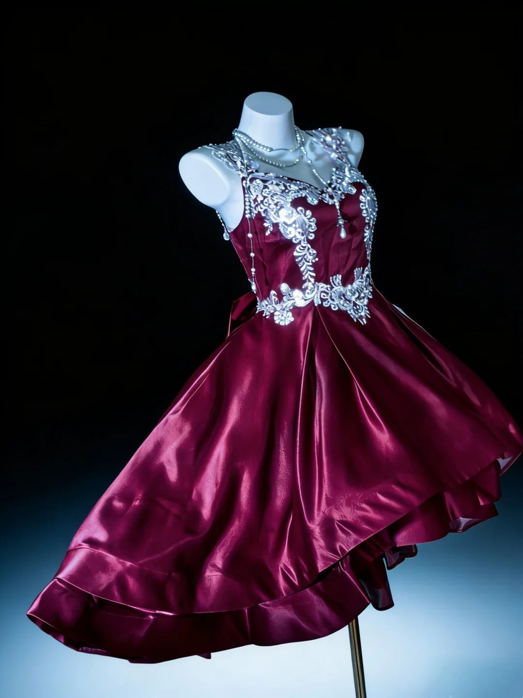 Prinzessin Ballkleid Sweetheart High Low Burgund Kurze Heimkehrkleider Hoco Kleider N3056