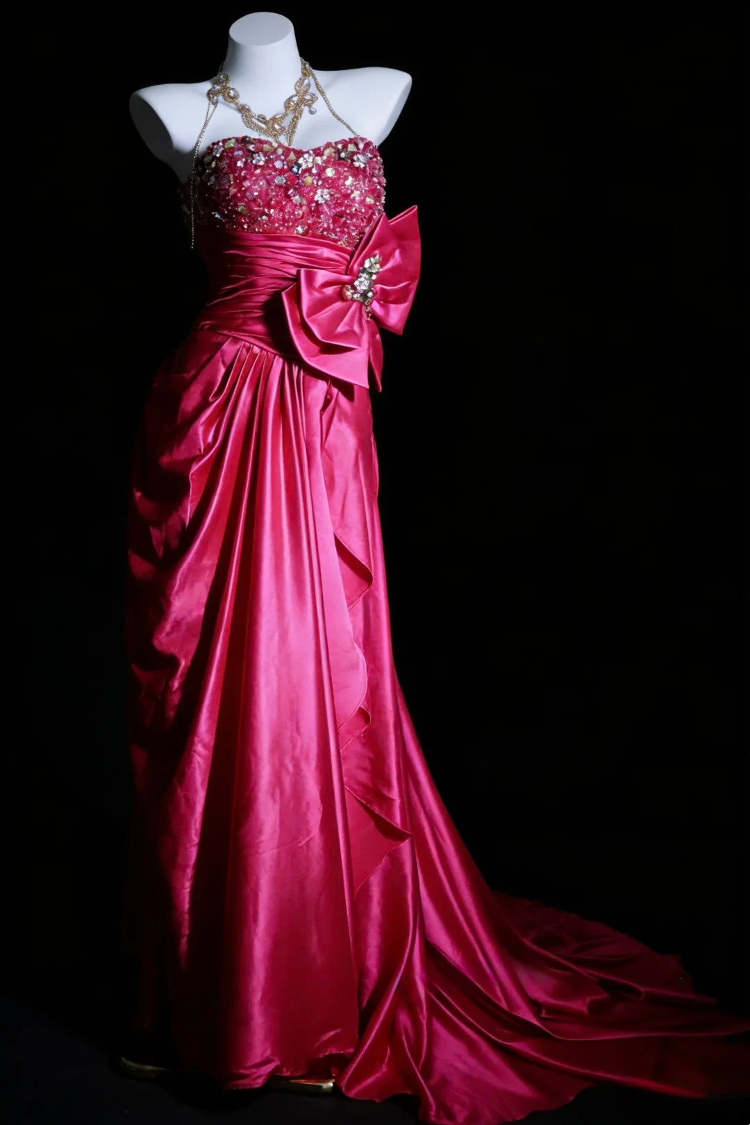 Bescheidene Abschlussballkleider A-Linie Trägerlos Hot Pink Fuchsia Langes formelles Tanzkleid N2975