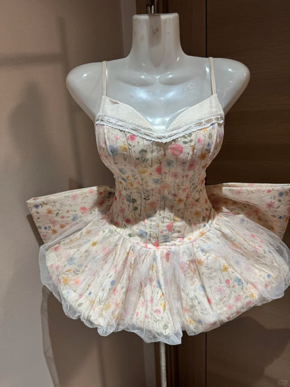 Cute Ball Gown Spaghetti Straps Floral Night In Rio Polka Dots Inspo Hoco Dress Ideas Homecoming Dresses RB4031