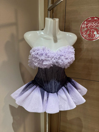 Robes de bal mignonnes Cœur Lilas Tulle Nuit Courte À Rio Inspo Idées de robes de rentrée Robes de bal de rentrée RB4041