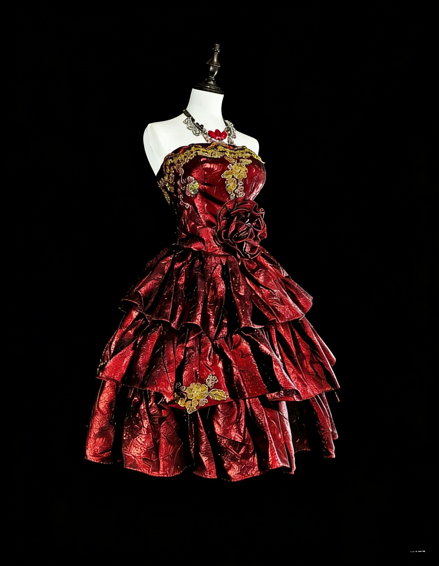 Unique Ball Gown Strapless Burgundy With Gold Appliqued Mini Short Homecoming Dresses Hoco Gowns N3069