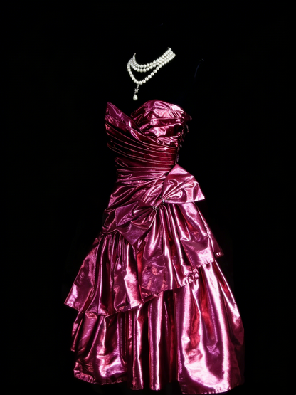 Robe de bal rétro rose à décolleté cœur, robe courte pour un 18e anniversaire, robe de soirée N1259
