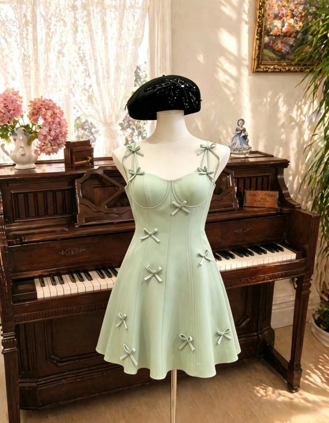 Pretty A line Spaghetti Strap Sage Green Short Freshman Graduation Dresses Inspo Senior Homecoming Outfits RB4780