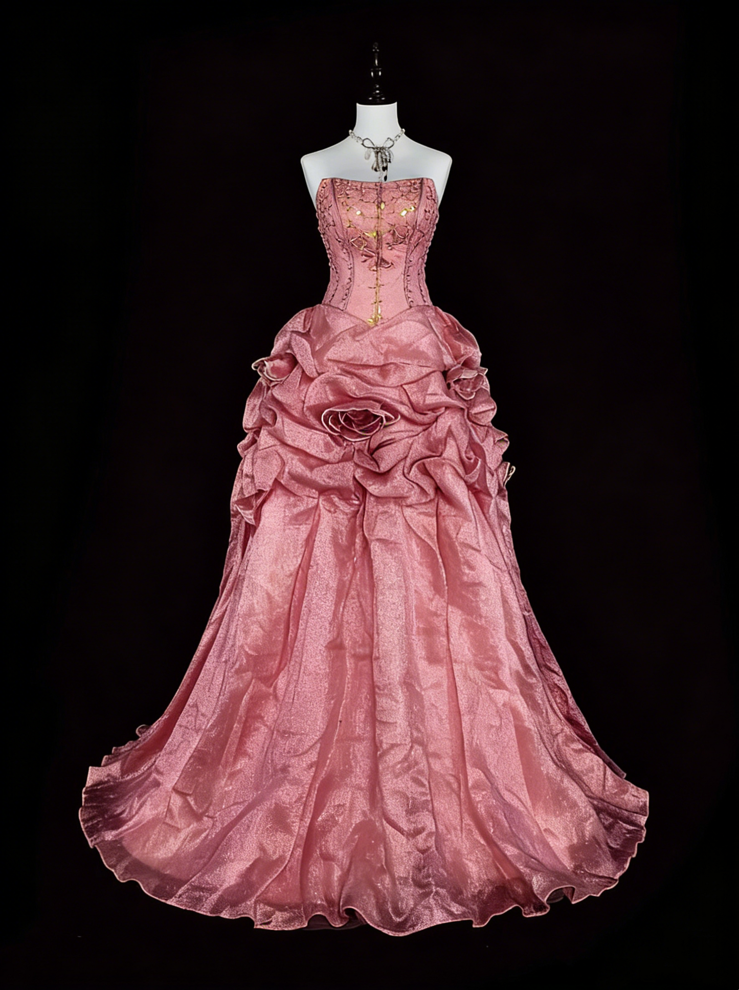 Vintage Prom Dresses Aesthetic 1950s Retro Ballkleid Trägerloses Rosa Langes Partykleid N2021