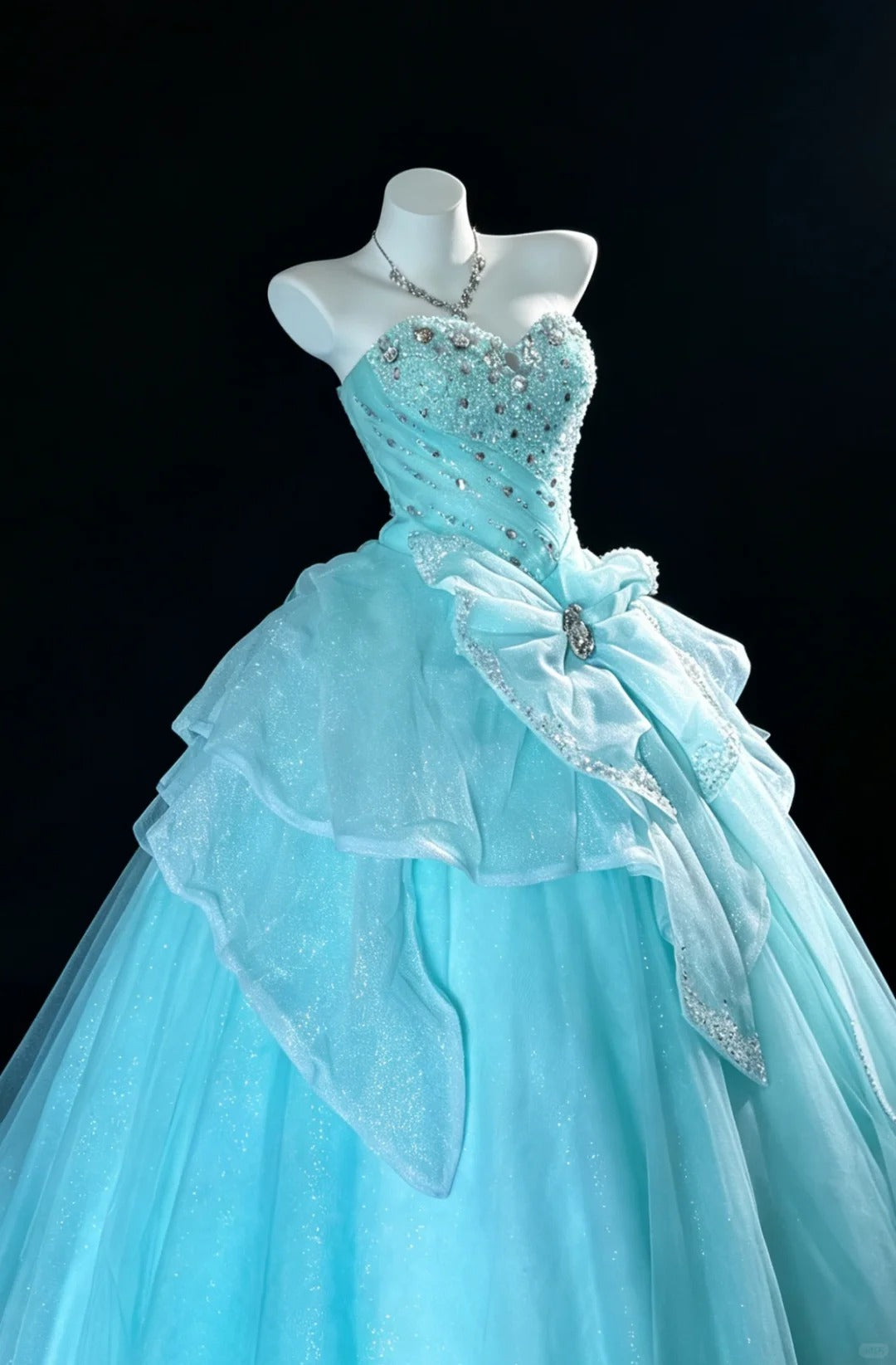Süßes Ballkleid Sweetheart Blau Tüll mit Perlen Quince Kleid Lang Süße 15 16 Quinceanera Kleider Vestido de princesa RB4473