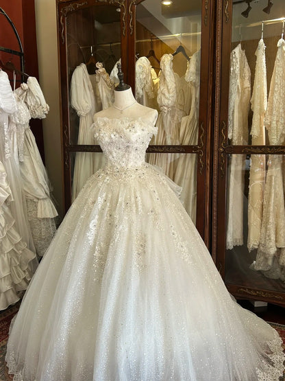 Robes de mariée vintage années 80 Robe de bal bustier à sequins longue Robe de mariée ajustée N2269