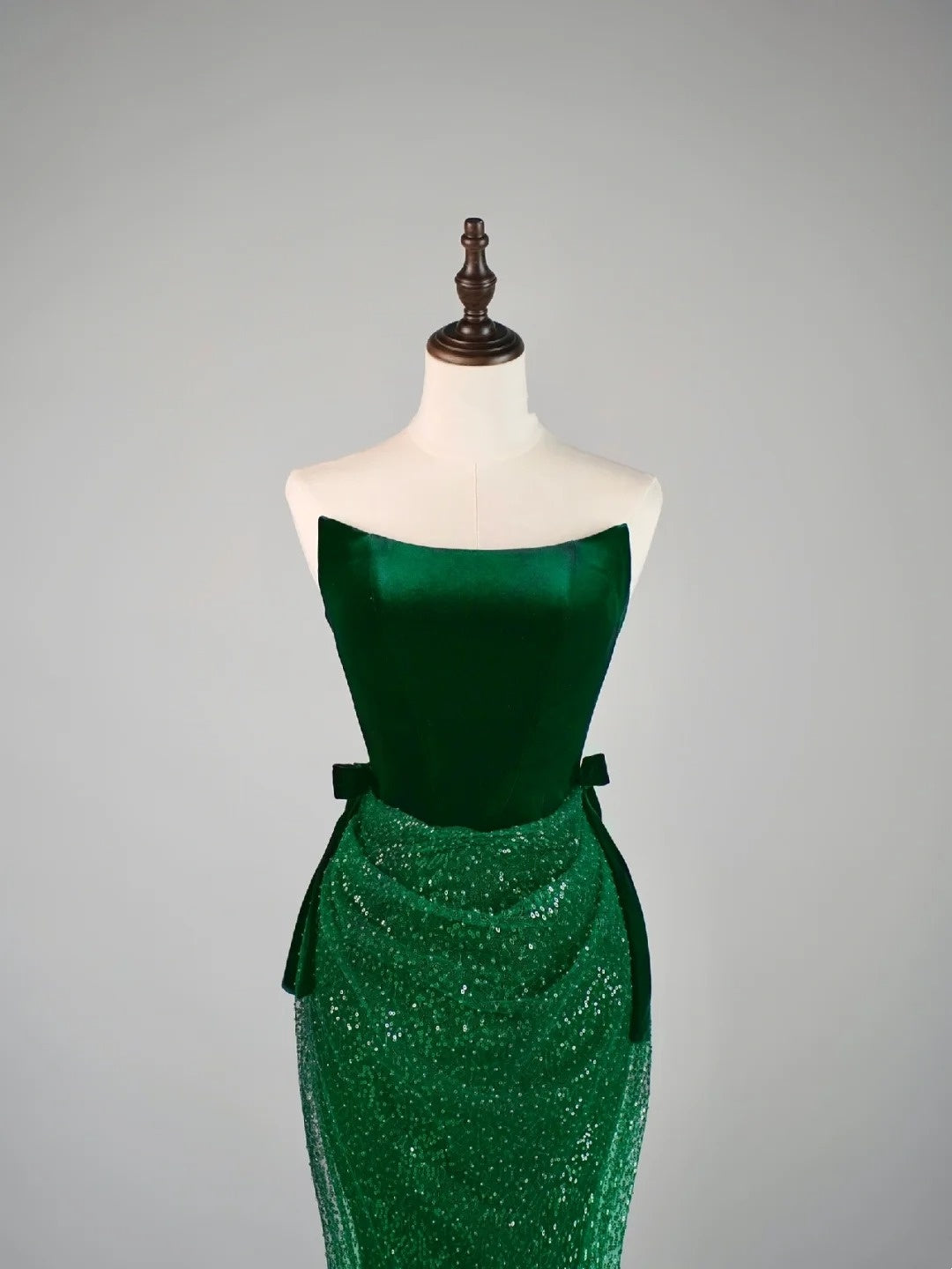 Stunning Mermaid Strapless Green Sequined Prom Dresses Inspiration Evening Dress Princess Graduation Gown N1078