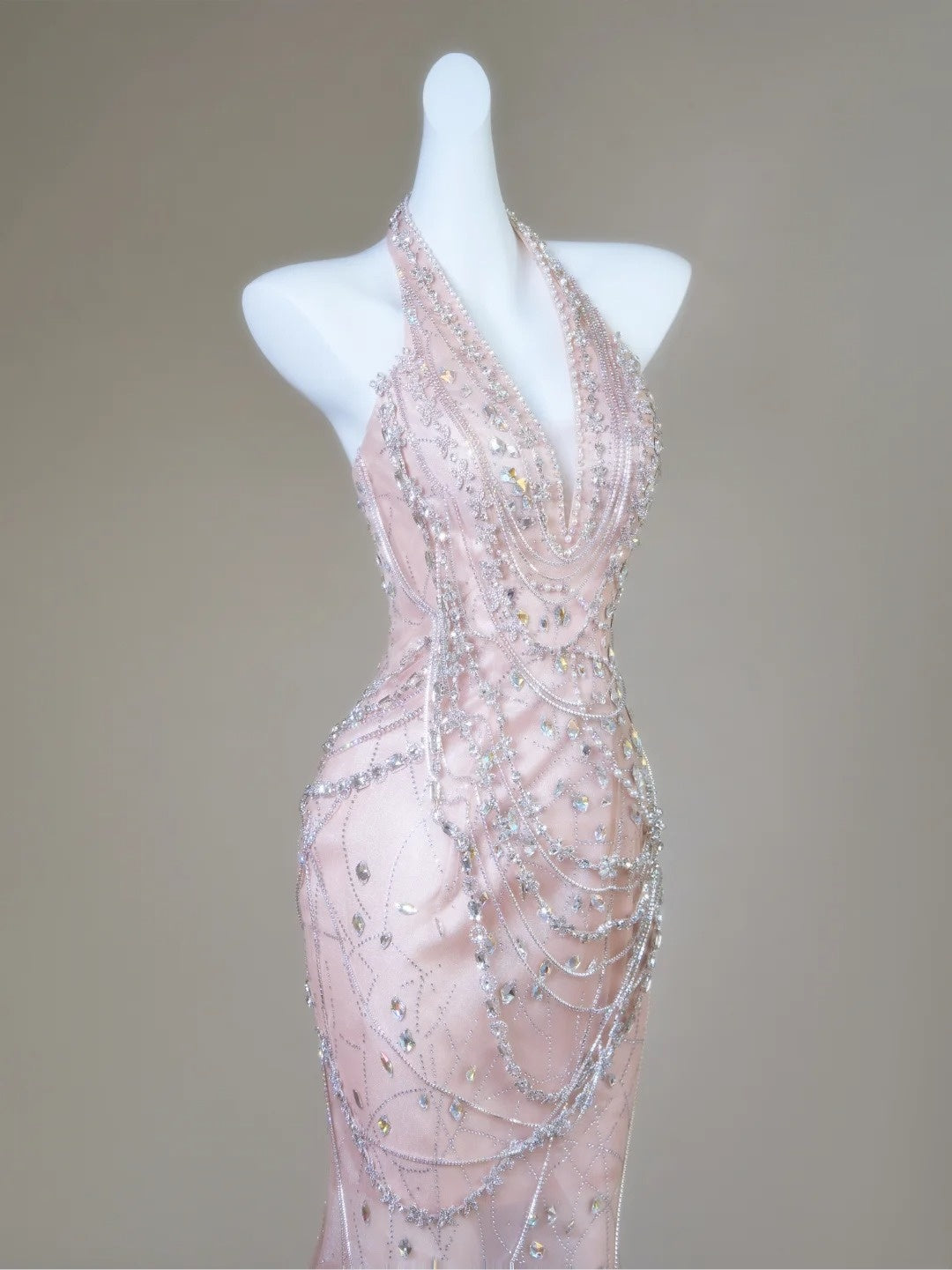 Robe de bal longue sirène chic à sequins roses, dos nu, pour adolescentes et jeunes filles, idéale pour un 20e anniversaire (N135)