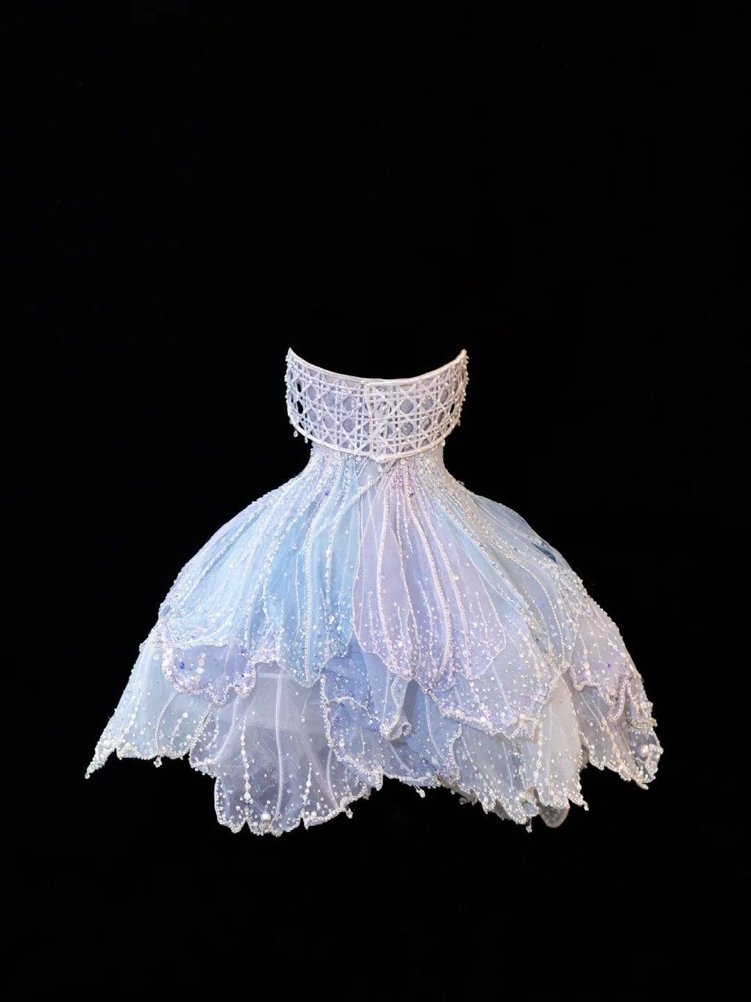 Prinzessinnen Ballkleid Trägerlos Eisblau Pailletten Kurz Mini Homecoming Kleider Hoco Kleider N2841