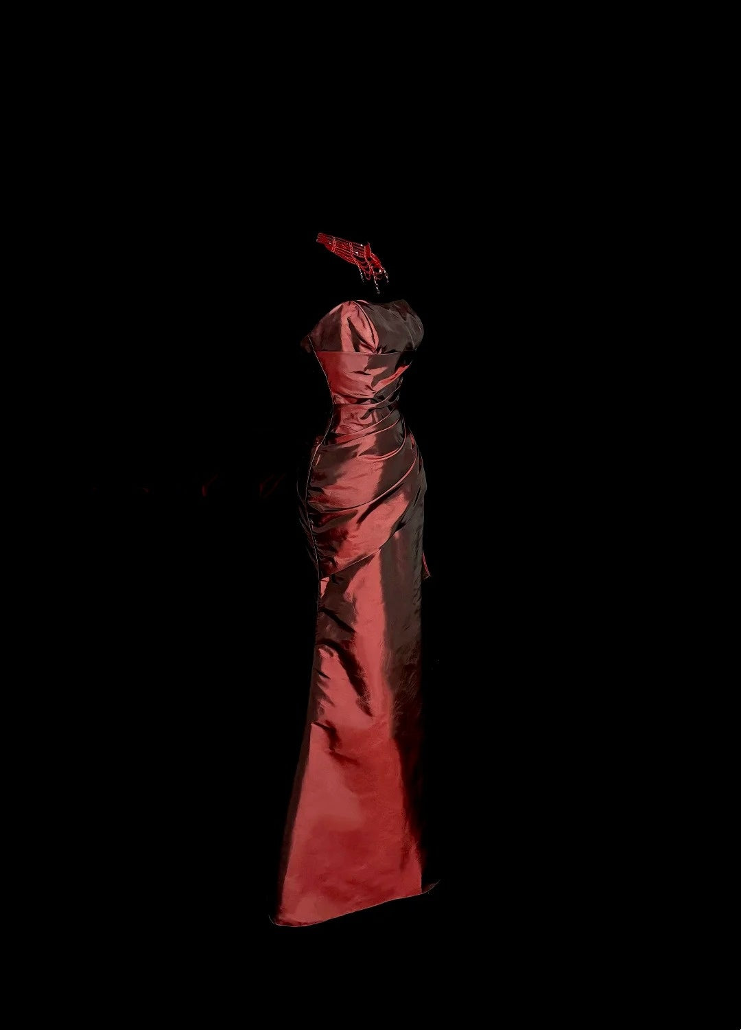 Robes de bal modestes d'inspiration sirène bustier bordeaux avec volants années 80 longues robes de soirée N3407