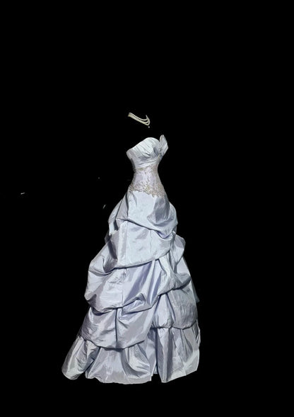 Vintage Prom Dresses Ball Gown Sweetheart Light Lilac Taffeta 80s With Lace Long Formal Evening Outfits N3895