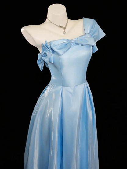 Robes de bal de princesse Robes de soirée longues bleues coupe A asymétriques N4537