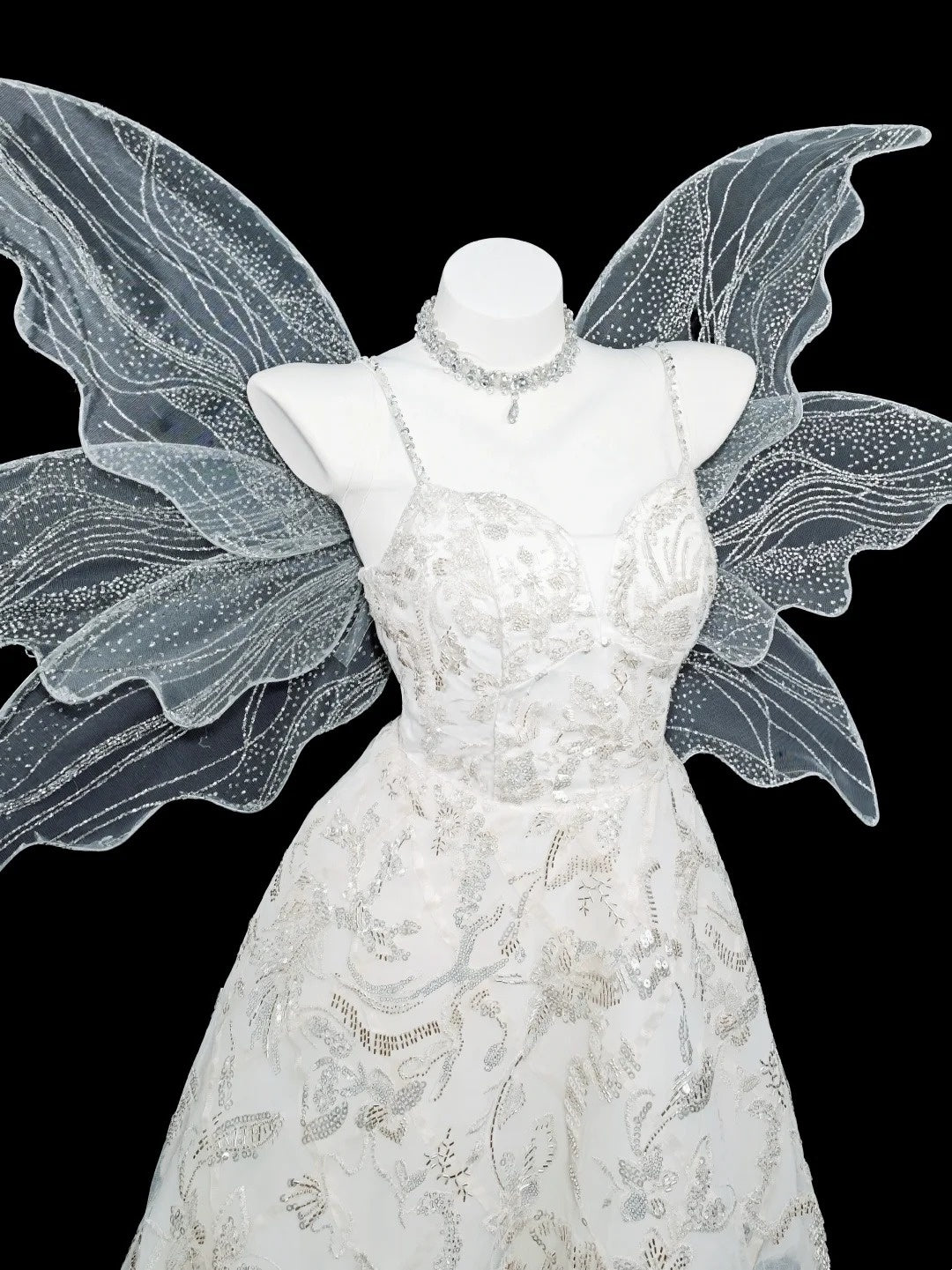 Romantisches A-Linien-Spaghettiträger-Kleid mit weißen Pailletten für die Abschlussfeier der High School N4556
