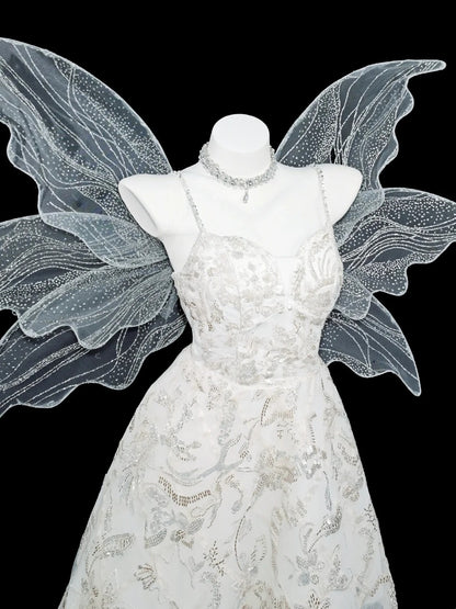 Romantisches A-Linien-Spaghettiträger-Kleid mit weißen Pailletten für die Abschlussfeier der High School N4556