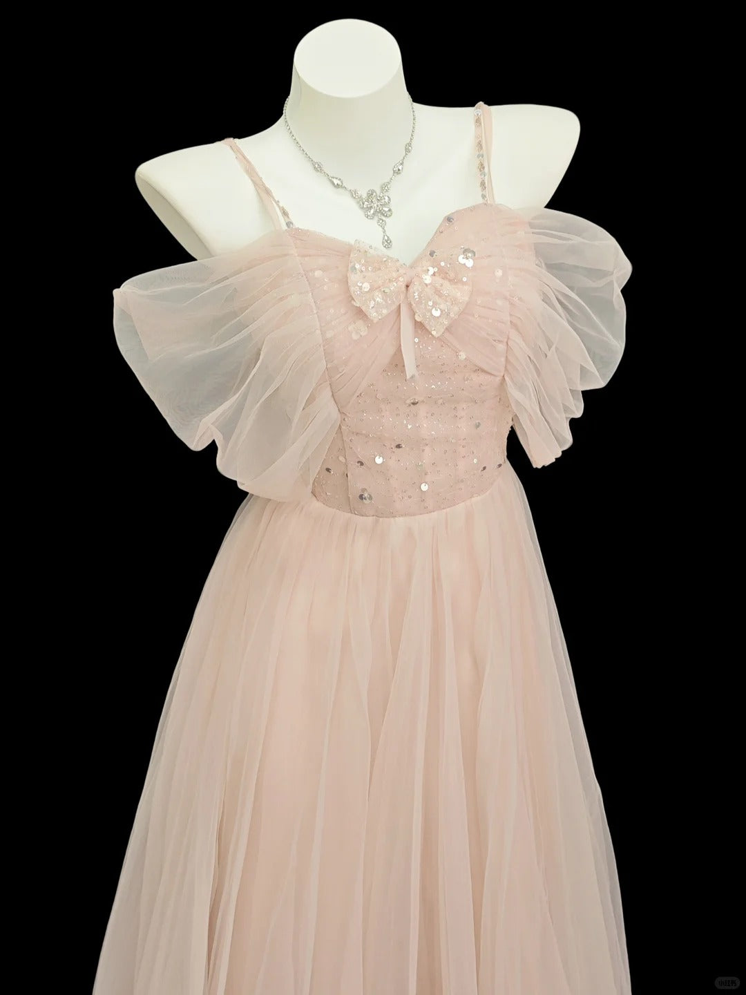 Princess Prom Dresses Formal A Line Off The Shoulder Blush Pink With Sleeves Tulle Long Party Gowns N4533