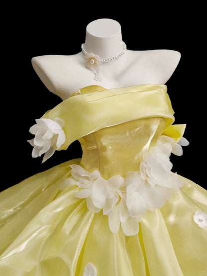 Robe de bal élégante jaune à épaules dénudées Idées pour aînés Courtes Mini robes de soirée cocktail N4528
