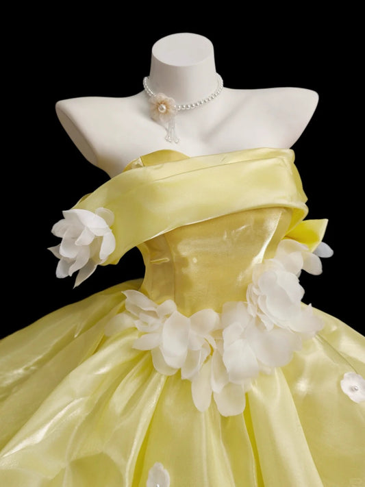 Elegant Ball Gown Off The Shoulder Yellow Inspo Ideas Senior Short Mini Party Cocktail Homecoming Dresses N4528