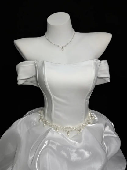 Vintage Ball Gown Off The Shoulder White 12th Grad Short Mini length Aesthetic Look Homecoming Dresses RB4349