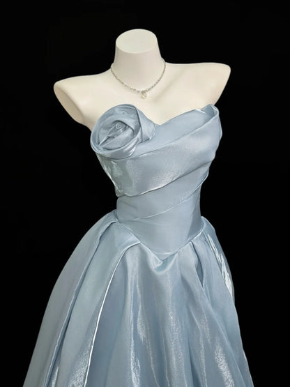 Einfache Ballkleid-Abschlussballkleider, Sweetheart-Ausschnitt, Hellblau, Bodenlang, Formelle Outfits RB4360