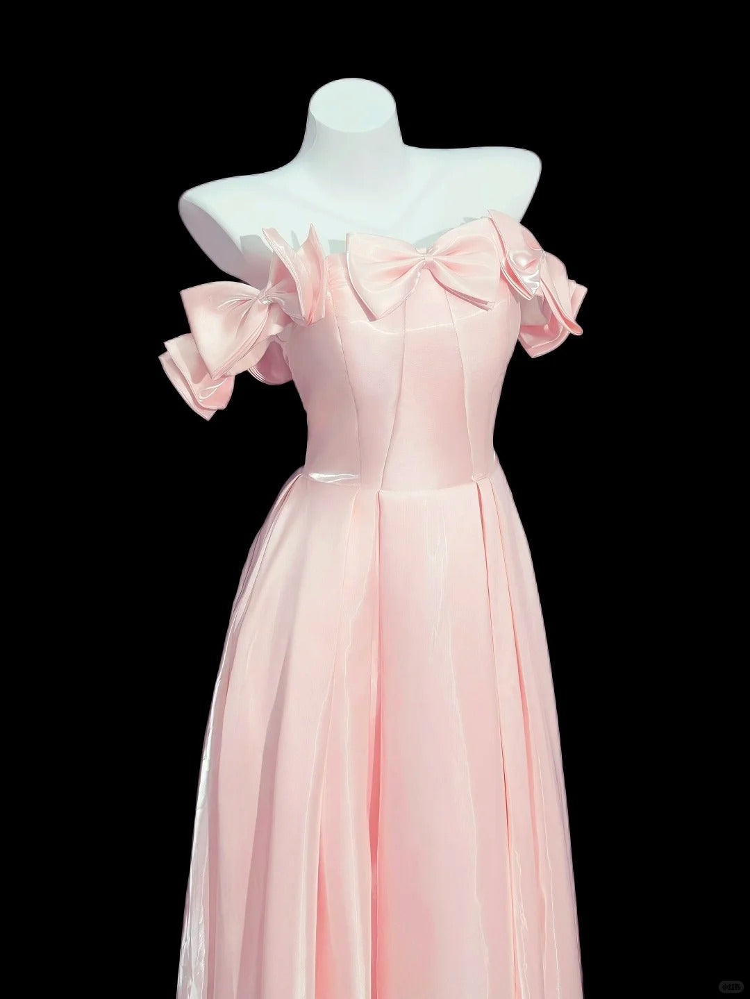 Prinzessin Abschlussballkleider Formelles A-Linien-Kleid schulterfrei Rosa mit Ärmeln Lange Partykleider N4532