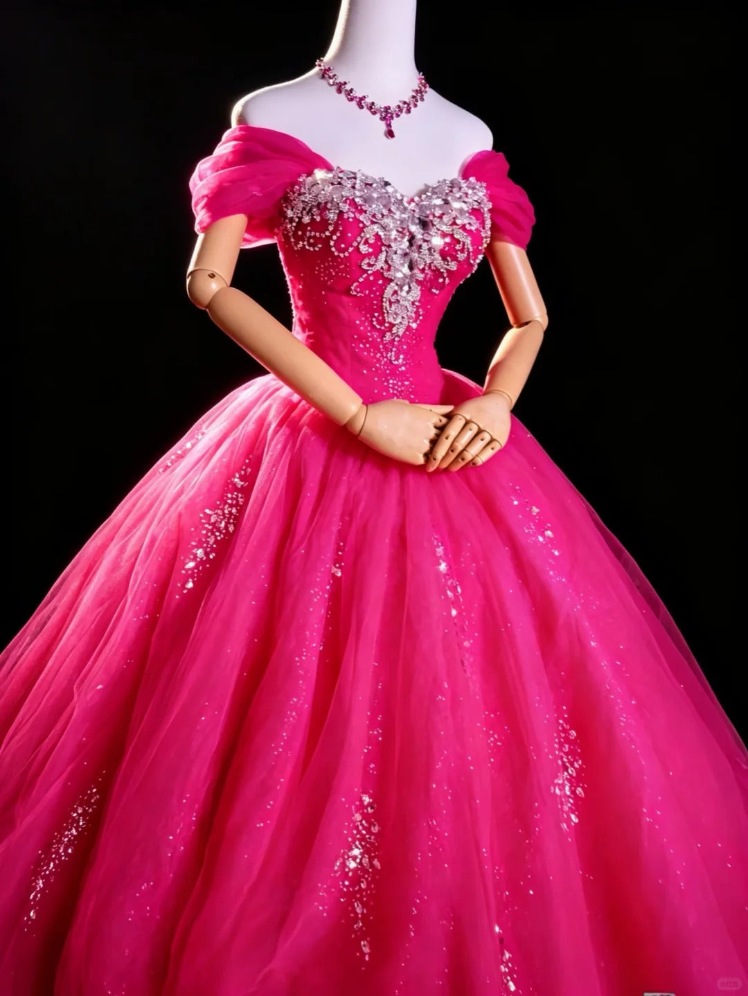 Robe de bal princesse rose vif à épaules dénudées, robe longue pour quinceañera, doux 15 16, Vestido de princesa RB4475