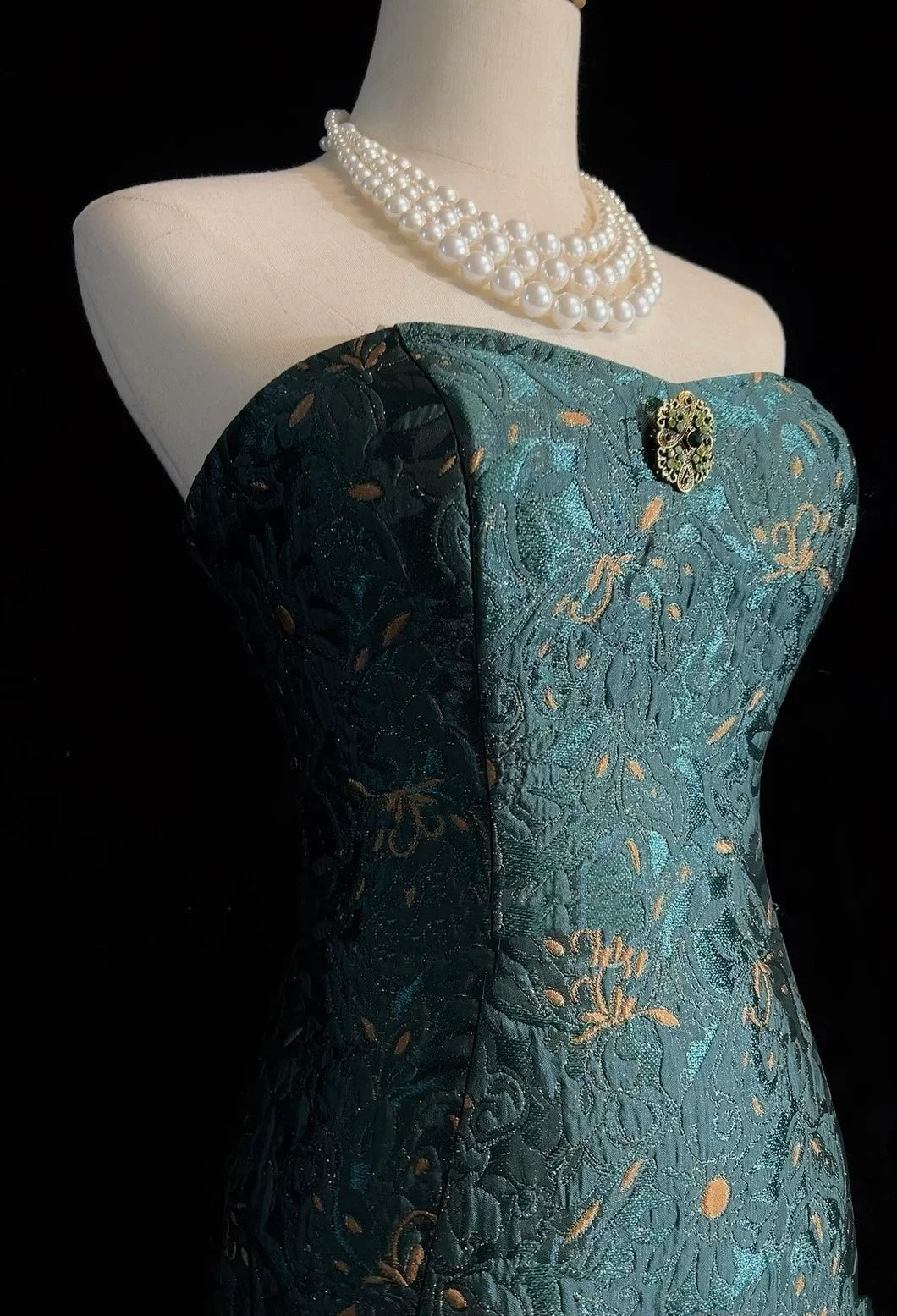 Elegante Abschlussballkleider Meerjungfrau Sweetheart Dunkelgrün Bodenlang Spitze Satin Festliches Abendkleid N3707