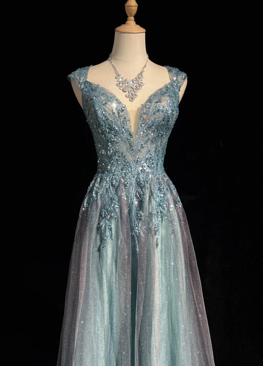Vintage Prom Dresses Inspo A Line Sweetheart Blue Tulle 90s With Lace Beading For Women Formal Gowns N3312