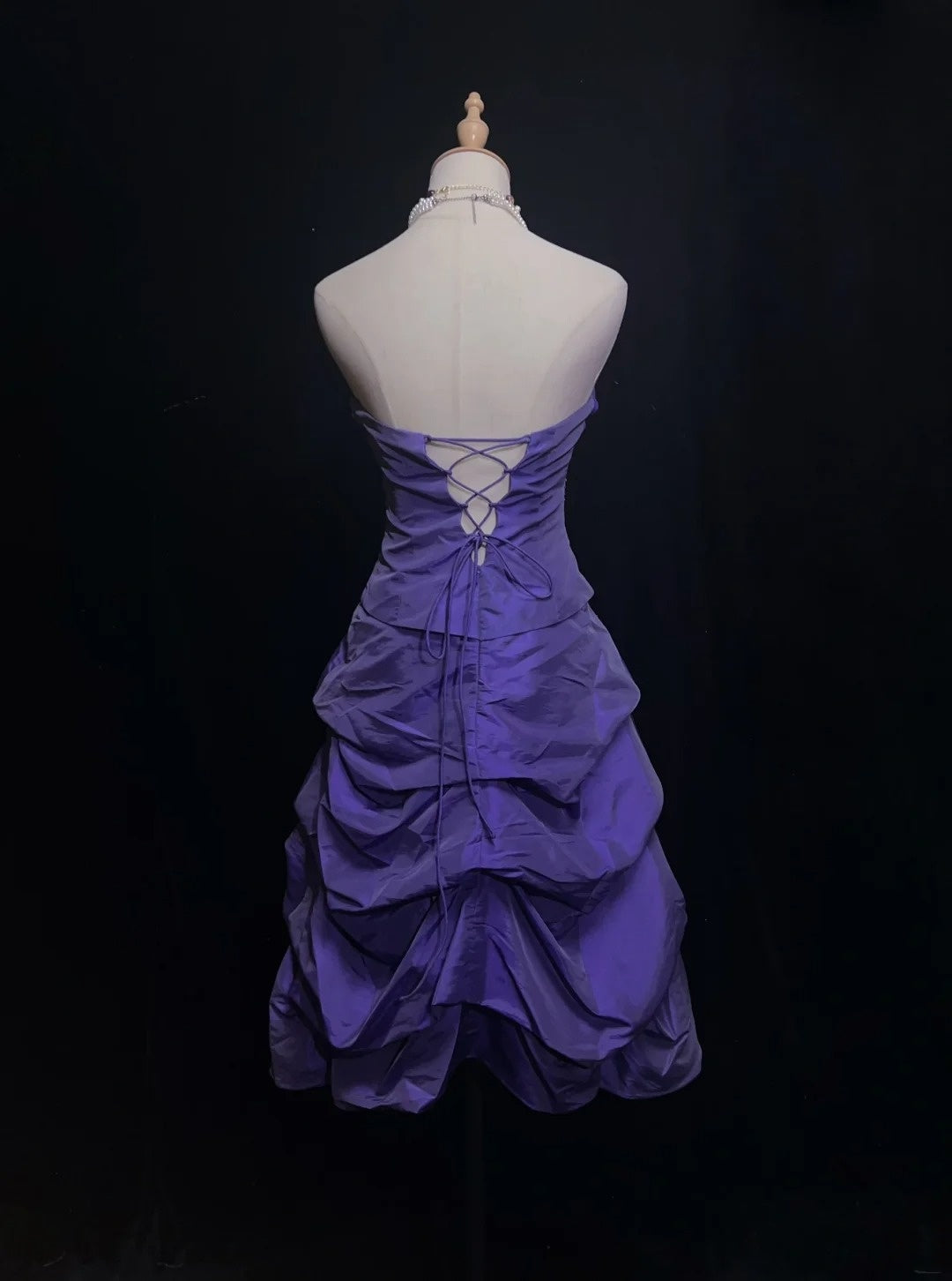 Vintage Ballkleid Sweetheart Lila Taft Gerafft Y2K 2000er Knielang Homecoming Kleider N3119