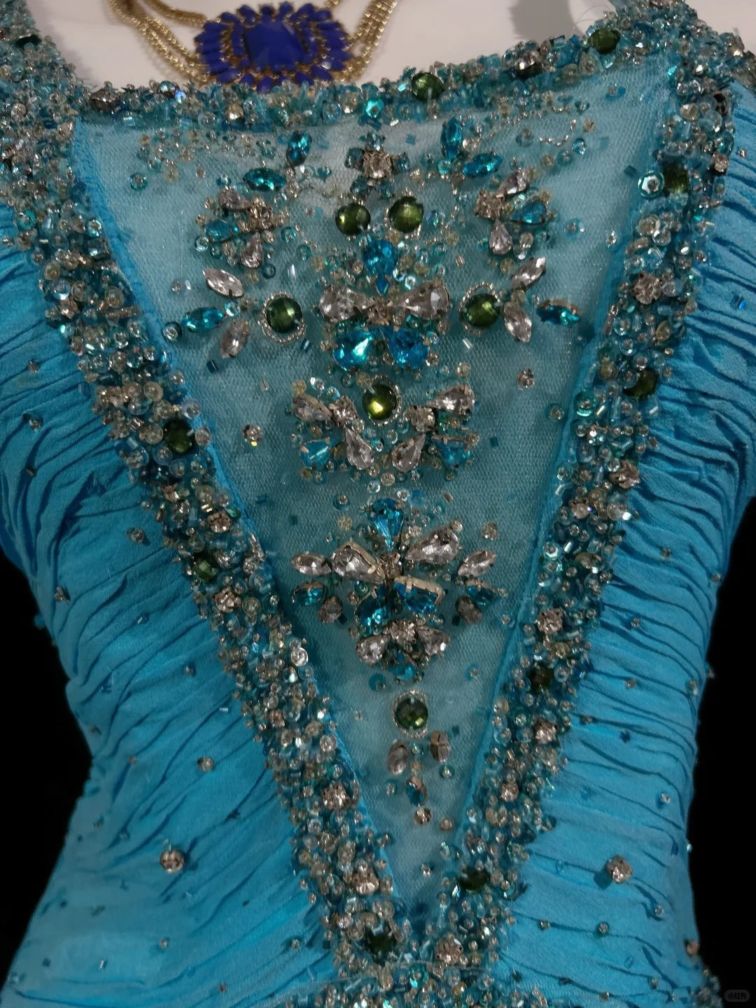 Vintage Prom Dresses Mermaid Halter Blue Chiffon 80s With Beading Long Formal Evening Outfits N4201
