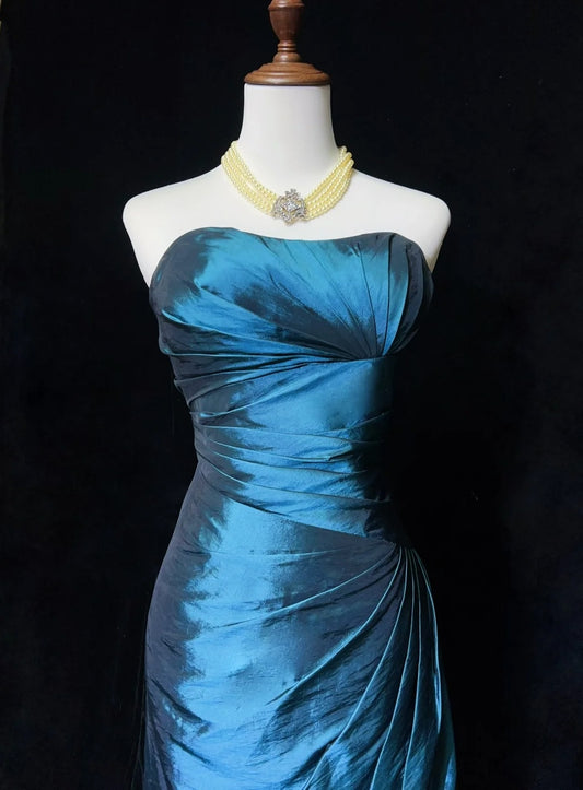 Pretty Sheath Strapless Navy Blue Knee Length Homecoming Dresses Hoco Gowns N2641