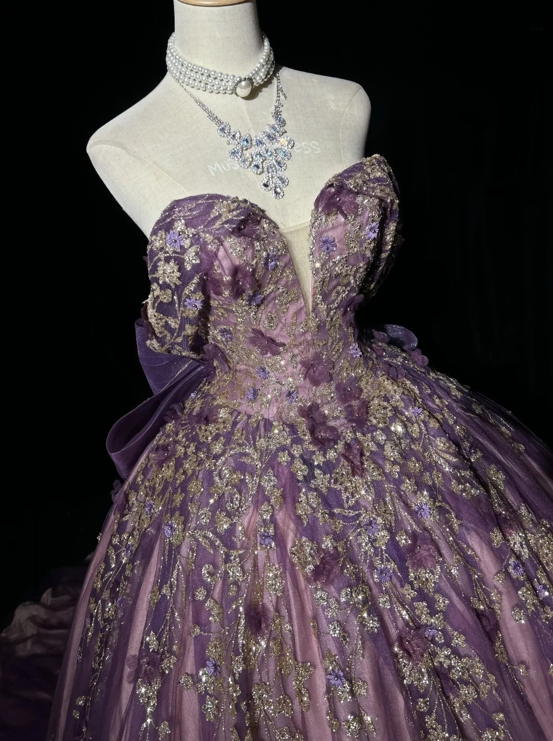 Ball Gown Off The Shoulder Purple Tulle With Appliqued Prom Dresses Sweet 16 Formal Outfits RB3938