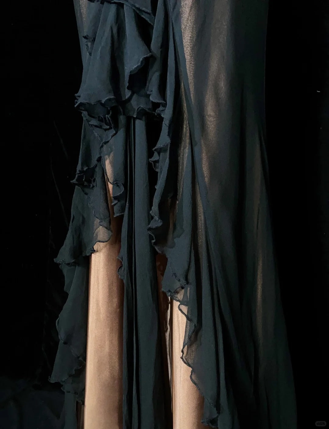 Vintage-Abschlussballkleider Spaghettiträger Meerjungfrau Braun Satin Schwarz Chiffon Lange Formelle Abendkleider N3861