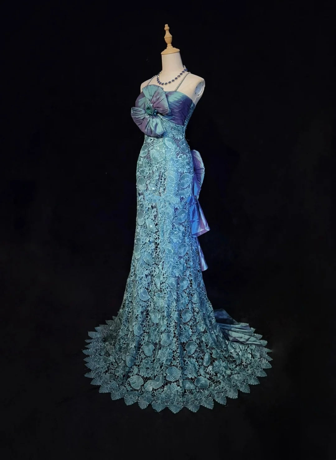 Robes de bal vintage sirène bretelles fines dentelle avec nœud années 90 longue robe de soirée N2893