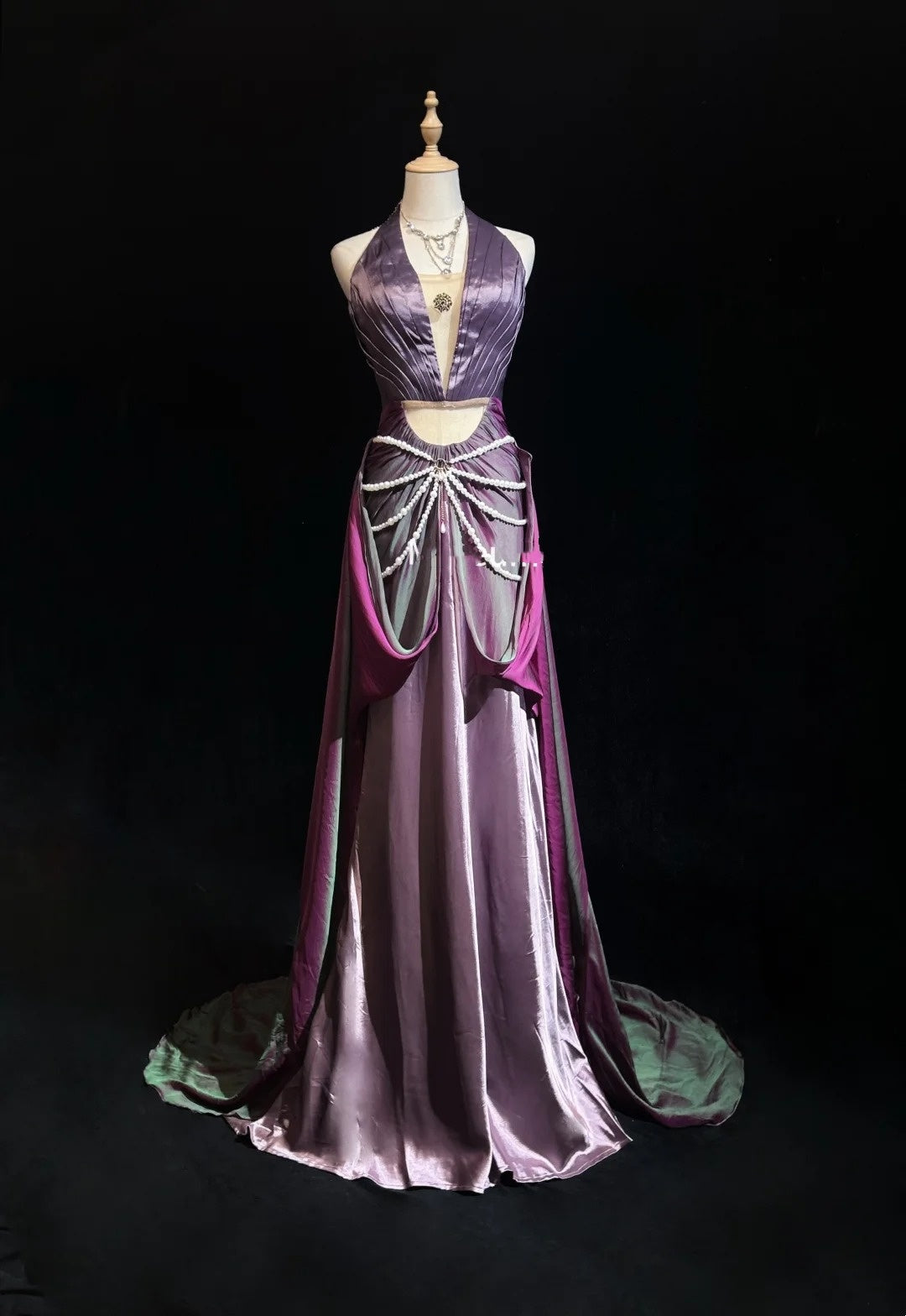 Glamour Ballkleider Meerjungfrau Neckholder Traube mit Perlen Formelle Abendmode N3851