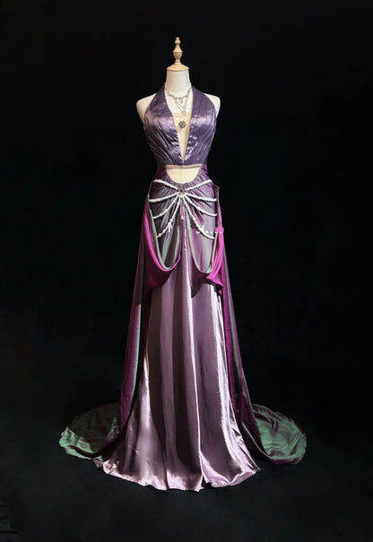 Glamour Ballkleider Meerjungfrau Neckholder Traube mit Perlen Formelle Abendmode N3851