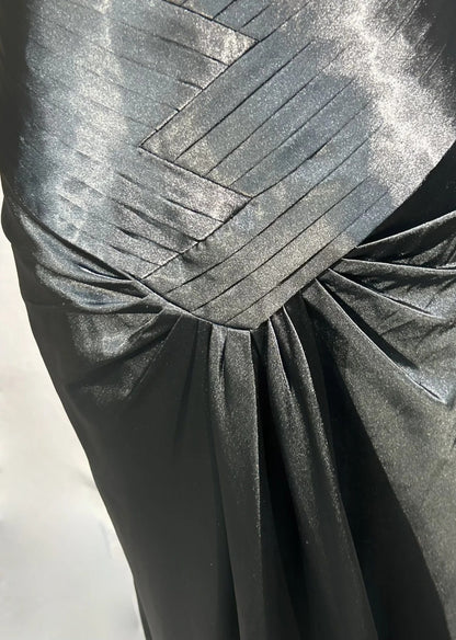 Robes de bal sirène modestes, dos nu, en satin noir avec volants, longues robes de soirée N3466
