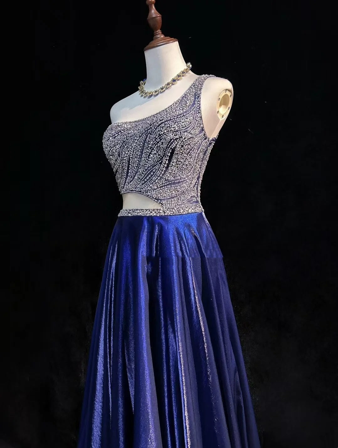 Robes de bal simples, ligne A, asymétrique, bleu roi, longueur ras du sol, perles, robe de soirée formelle N3688