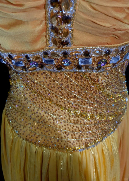 Elegantes A-Linien-Kleid, eckiger Ausschnitt, gelb mit Perlenstickerei, 18. Geburtstag, elegantes Outfit, formelle Ballkleider N4198